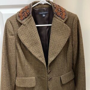 Banana Republic Tan Blazer with Floral Embroidery